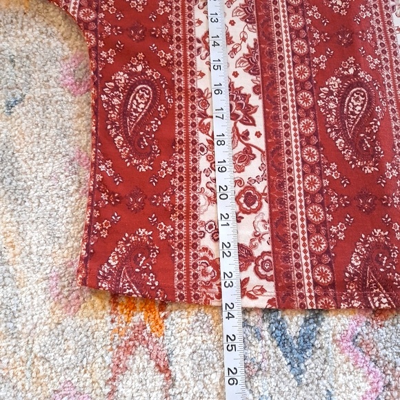 PARALLEL SKIES RUST PAISLEY BOHO INDIE BANDANA TOP SIZE MED-NWT - Picture 8 of 10